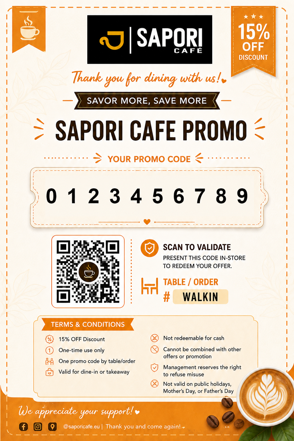 Sapori Cafe promotion